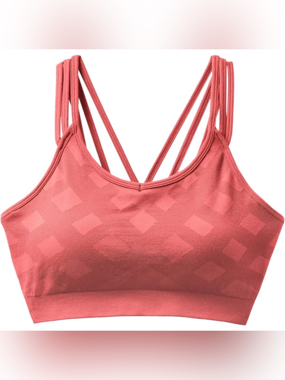 Smartwool Diamond Jacquard Strappy Sports Bra - Coral medium-impact Merino Wool
